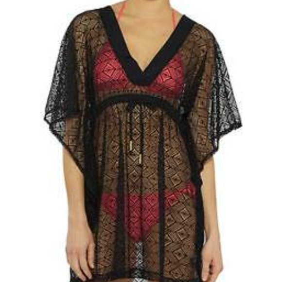 Ella Moss Other - Ella Moss Isla Black Lace Swim Beach Cover Up S